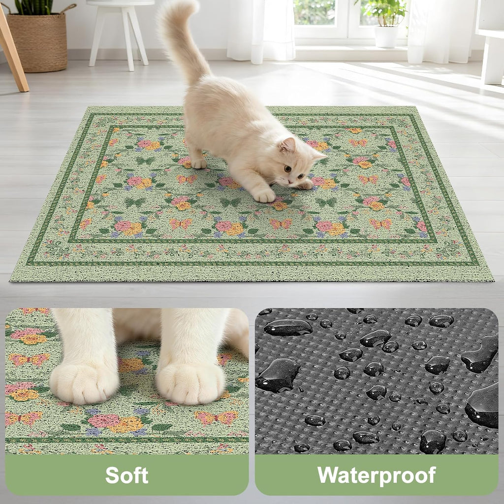 Unicorn Catcher 40"x30" Cat Litter Mat Non-Slip Washable Litter Box Mat | High-Density PVC Litter Catcher Mat Efficiently Traps Scattered Litter From Paws To Keep Floors Clean
