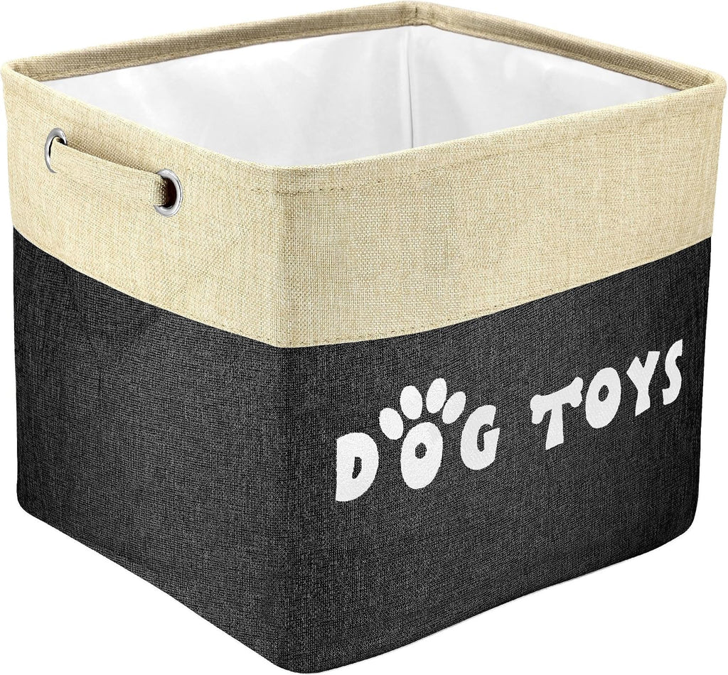 PET ARTIST Dog Toy Basket, Large Collapsible, Black, L:15"x13"x12"