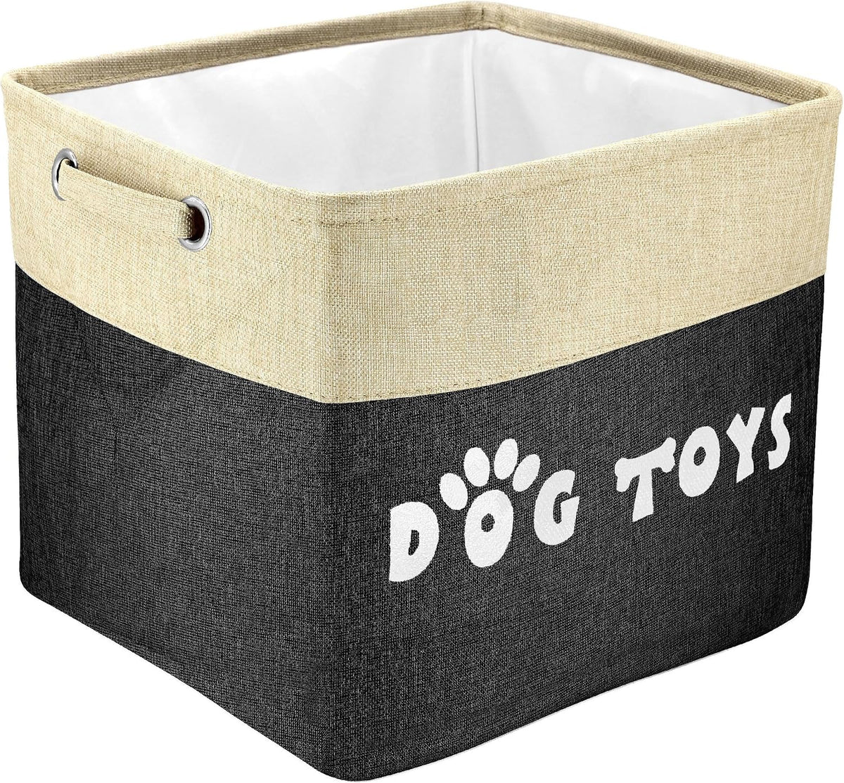 PET ARTIST Dog Toy Basket, Large Collapsible, Black, L:15"x13"x12"