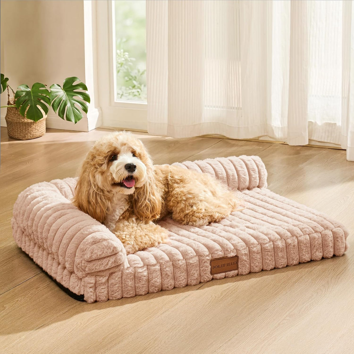 Orthopedic Large Dog Bed Furry Pet Bed, Washable Cover 42''X28''