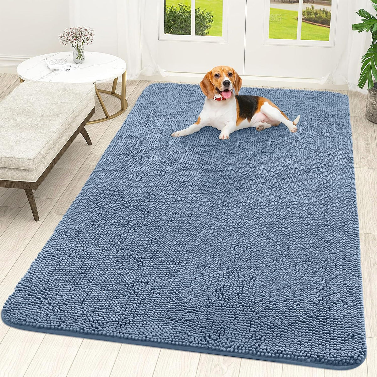 OLANLY Dog Door Mat for Muddy Paws 70x46, Super Absorbent Chenille Mud Mat