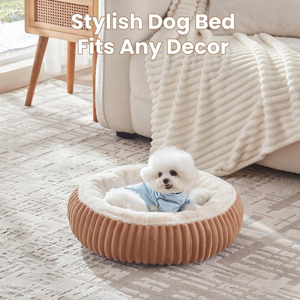 23 inches Calming Donut Dog Bed for Small Dogs,Mocha