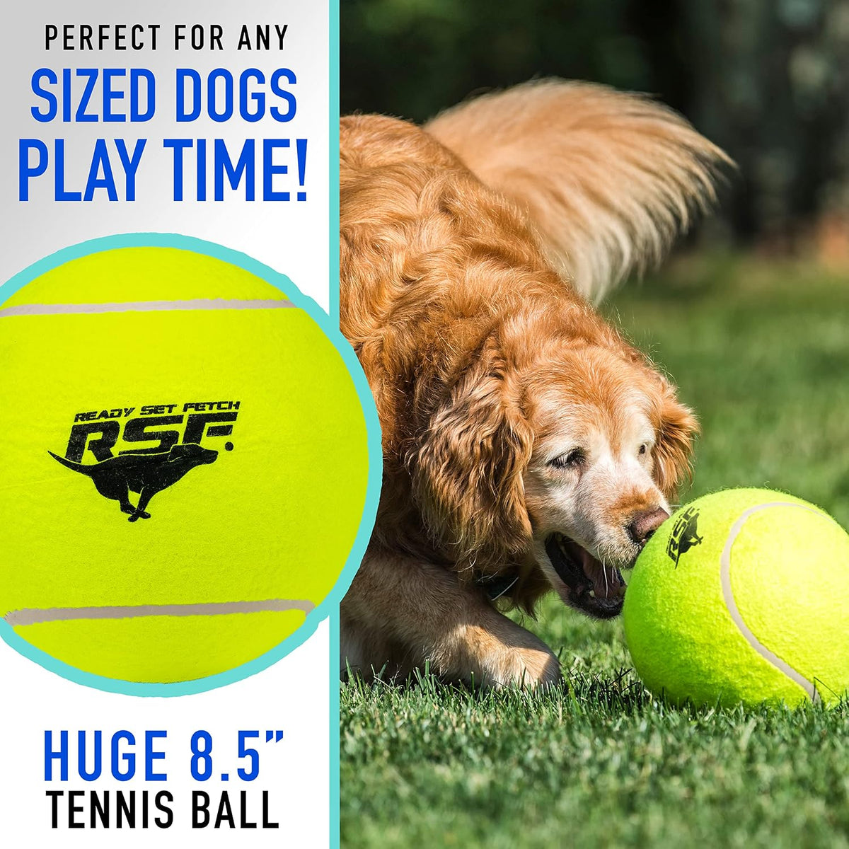 Franklin Sports Ready Set Fetch Oversized Dog Tennis Ball - 8.5"