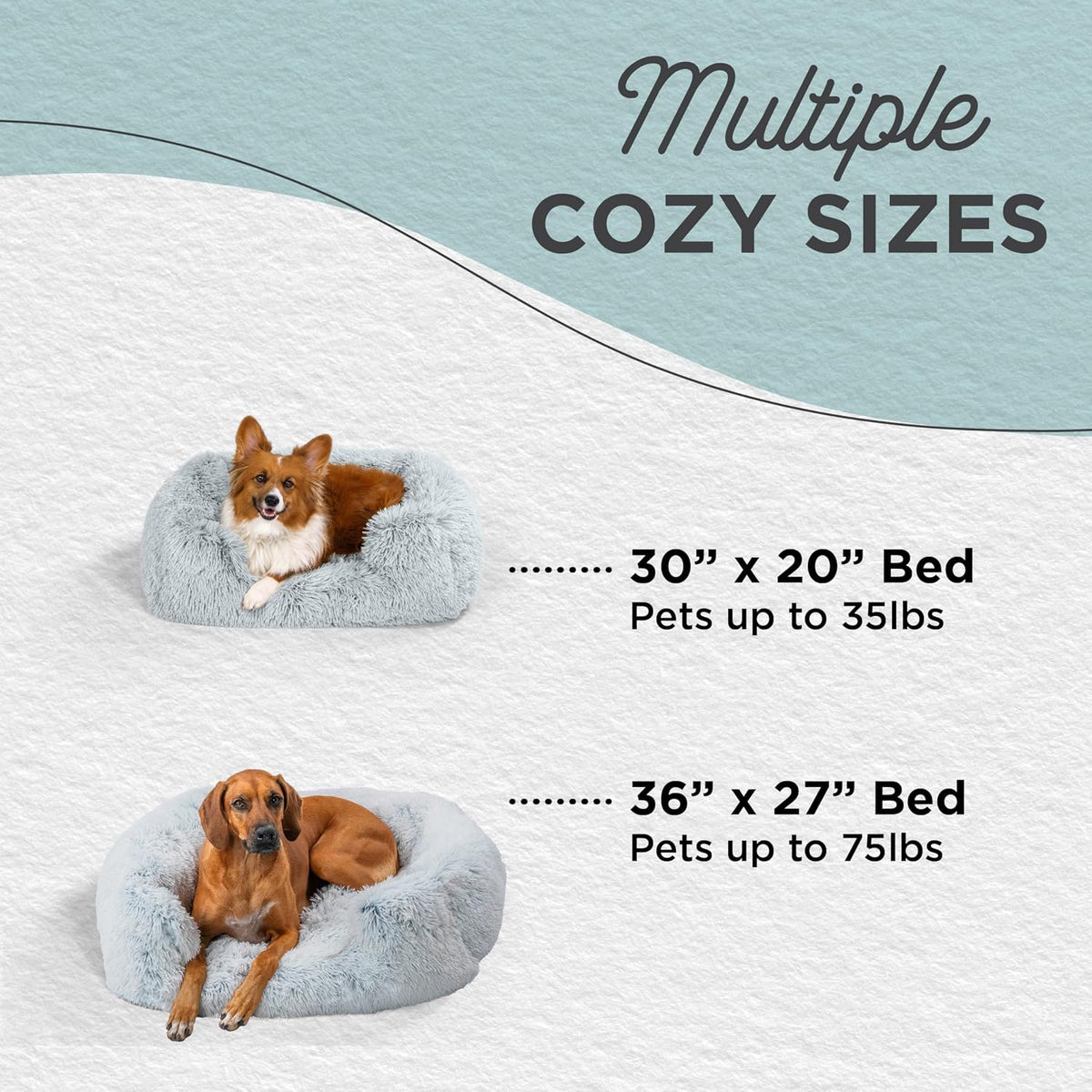 Best Friends by Sheri Lounge Dog Bed, Shag Faux Fur, Frost, Large 36" x 27"