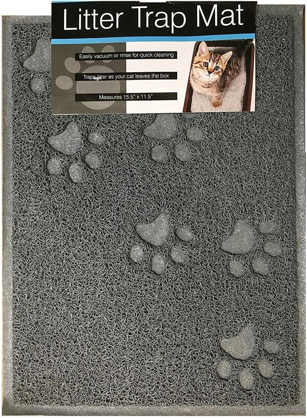 Bulk Buys Cat Litter Mat, Traps Litter, Soft Non-Slip Surface, Easy to Clean, 11.5 x 15.75 in Gray Mat for Litter Box Area (Pack of 2)