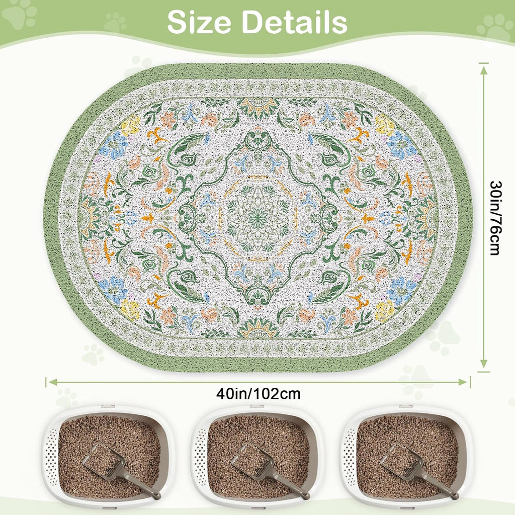 Bienbee Cat Litter Mat, 40" x 30" Dense Trapping Mesh for Litter Boxes | Litter Box Mat with PVC Mesh, Waterproof &Urineproof, Non-Slip Grip, Soft On Kitty Paws and Easy to Clean to Protect Floor