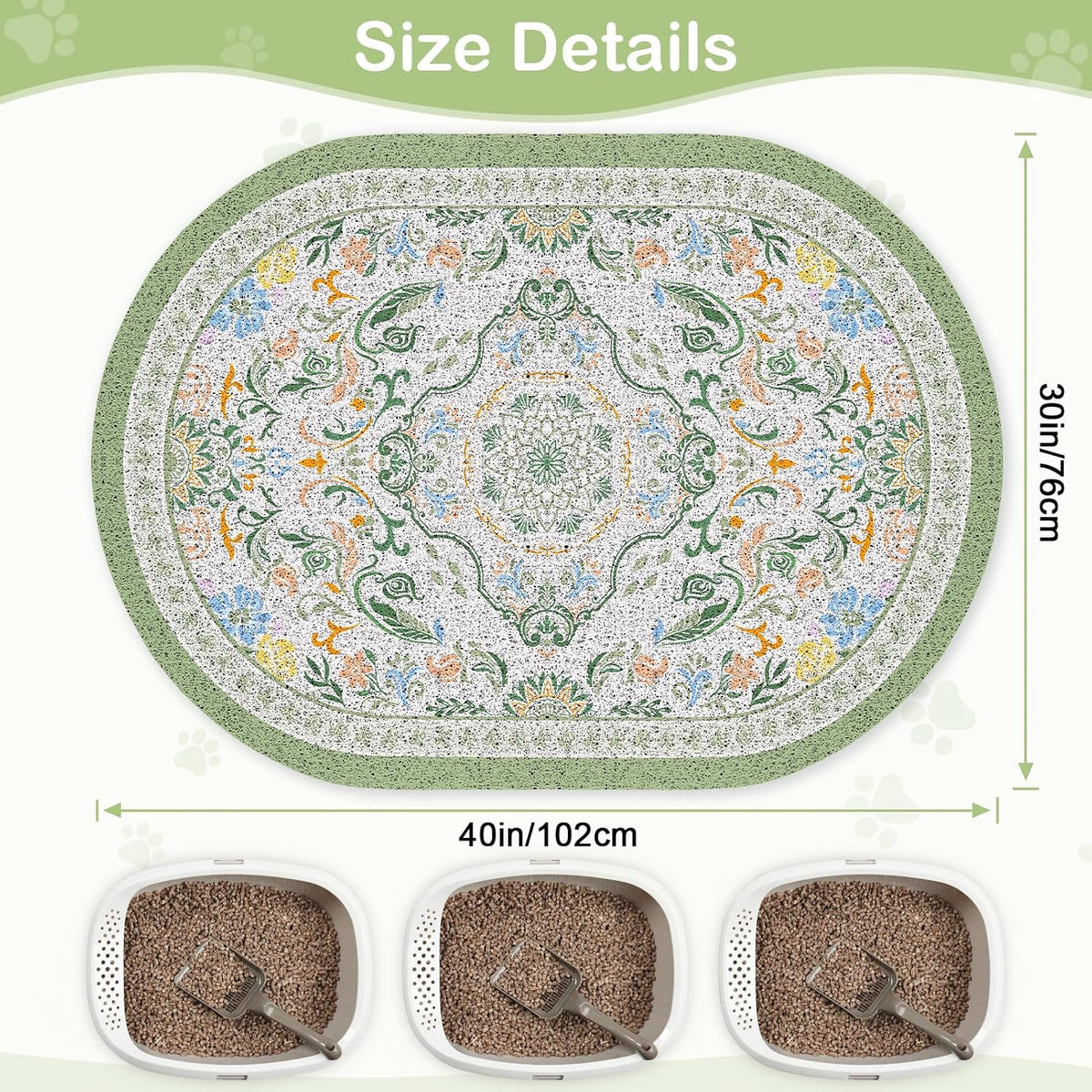 Bienbee Cat Litter Mat, 40" x 30" Dense Trapping Mesh for Litter Boxes | Litter Box Mat with PVC Mesh, Waterproof &Urineproof, Non-Slip Grip, Soft On Kitty Paws and Easy to Clean to Protect Floor