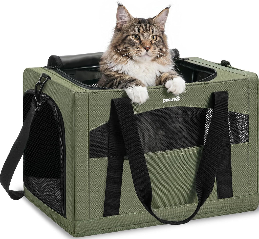 Pecute Cat Carrier Stable, Pet Carrier with Privacy Partition,Green