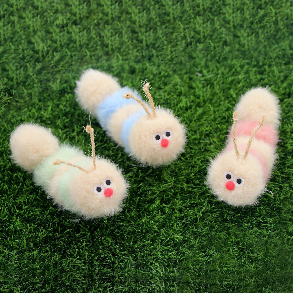 Jumpaws Interactive Natural Catnip Toy, with Rattle, Bite Resistant, for All Ages Indoor Cat, Shape of Caterpillar, Kitten Toy (Small/ 3 Pck/Cat Toy)