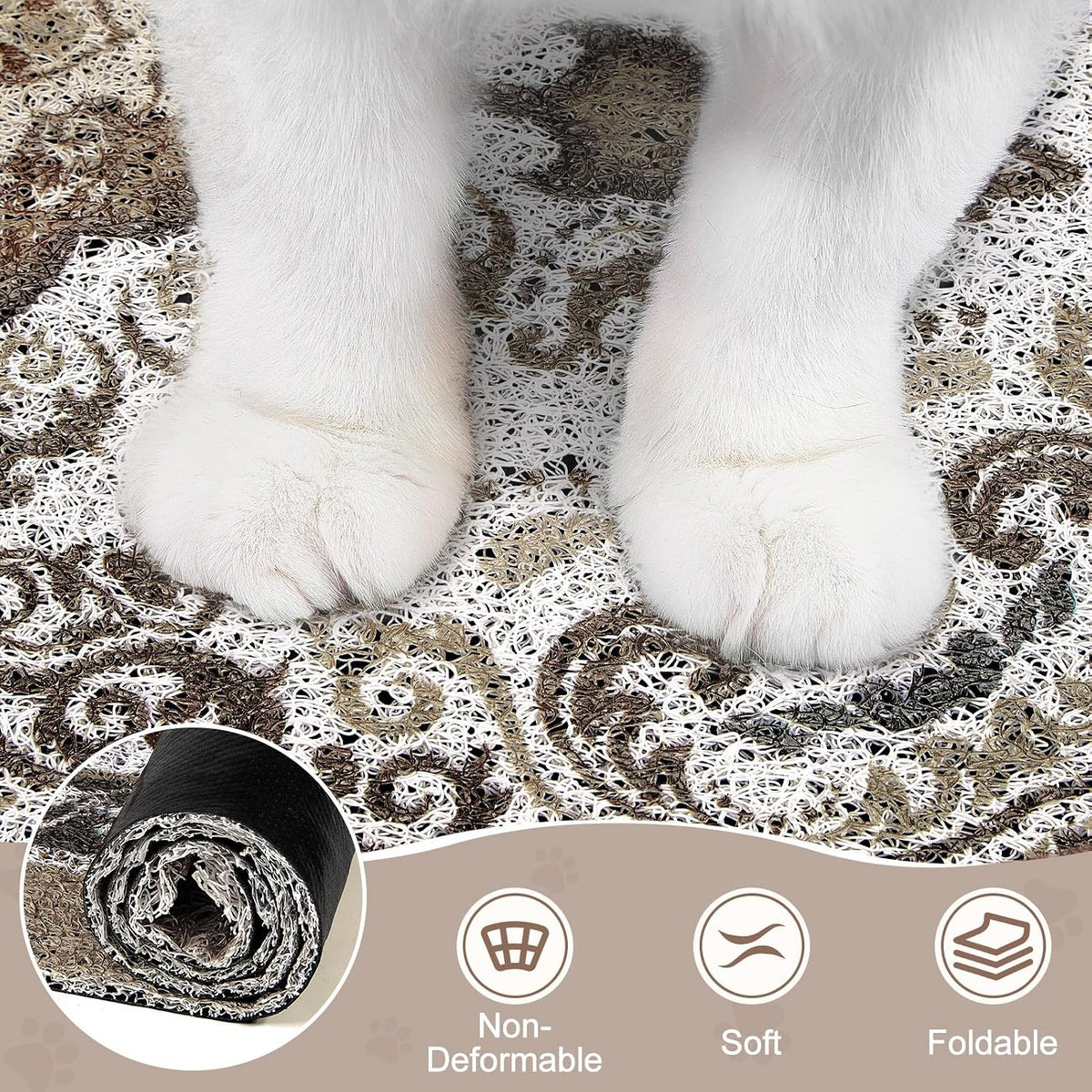 Unicorn Catcher 33"x22" Cat Litter Mat Non-Slip Washable Litter Box Mat | High-Density PVC Litter Catcher Mat Efficiently Traps Scattered Litter From Paws To Keep Floors Clean
