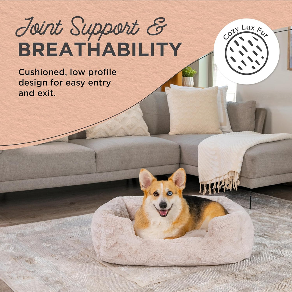 Best Friends by Sheri Lounge Dog Bed, Lux Faux Fur, Oyster, 30" x 20"
