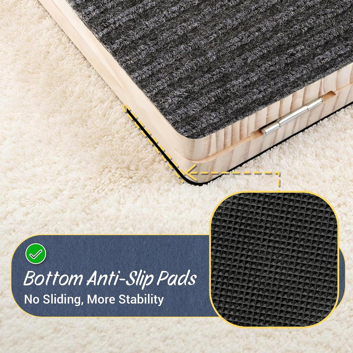 Dog Ramp for Stairs 3 Pack - Adjustable Wooden Stair Wedges for Small Dogs, Foldable Indoor Dog Stair Ramp with Triangular Support and Non-Slip Pads for Senior and Short-Legged Pets