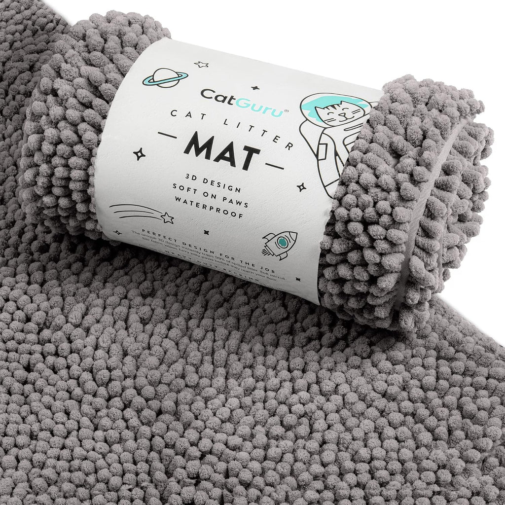 CatGuru Cat Litter Mat, Medium, Extra Large, XXL, Waterproof Litter Box Mat, Non Slip Kitty Litter Mat, Machine Washable Litter Trapping Mat, Soft Litter Tray, Cat Stuff (XXL, Dark/Heavy-Duty)