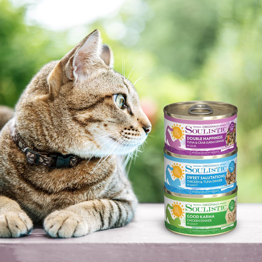 Soulistic Originals Wet Cat Food, Double Happiness Tuna and Crab Surimi Dinner in Gelée, 5.5oz Can, Pack of 8