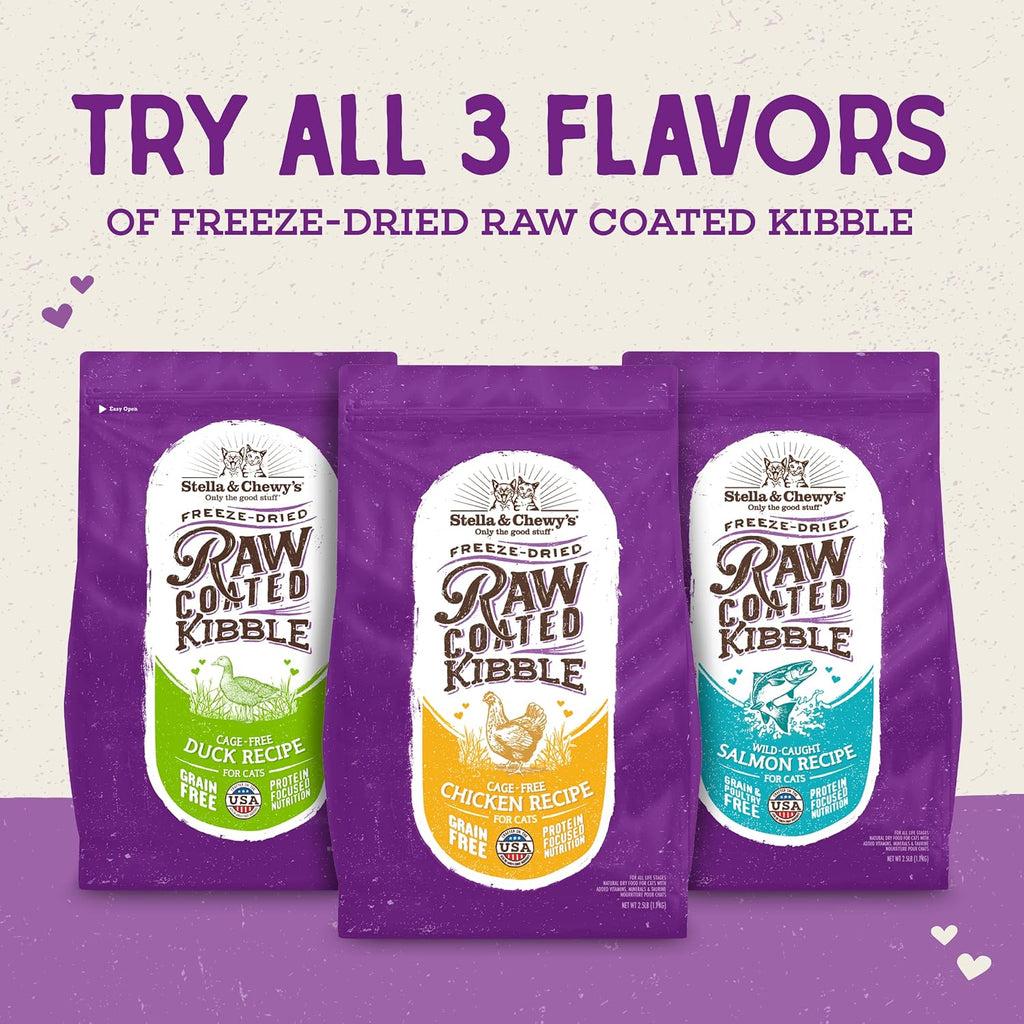 Stella & Chewy's Raw Coated Cat Food - High Protein, Grain-Free Kibble with Cage-Free Chicken - Premium Digestive Support with Probiotics - Natural Small Kibble - Perfect for Picky Eaters - 5 lb Bag