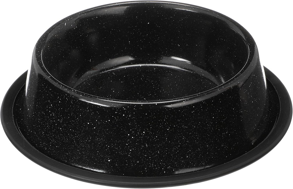 Neater Pet Brands - Outdoor Camping Style Pet Bowl - Enamel Ware Blue Black Granite Colors - Dog Cat No Tip Skid Bowls (32 oz, Black) 