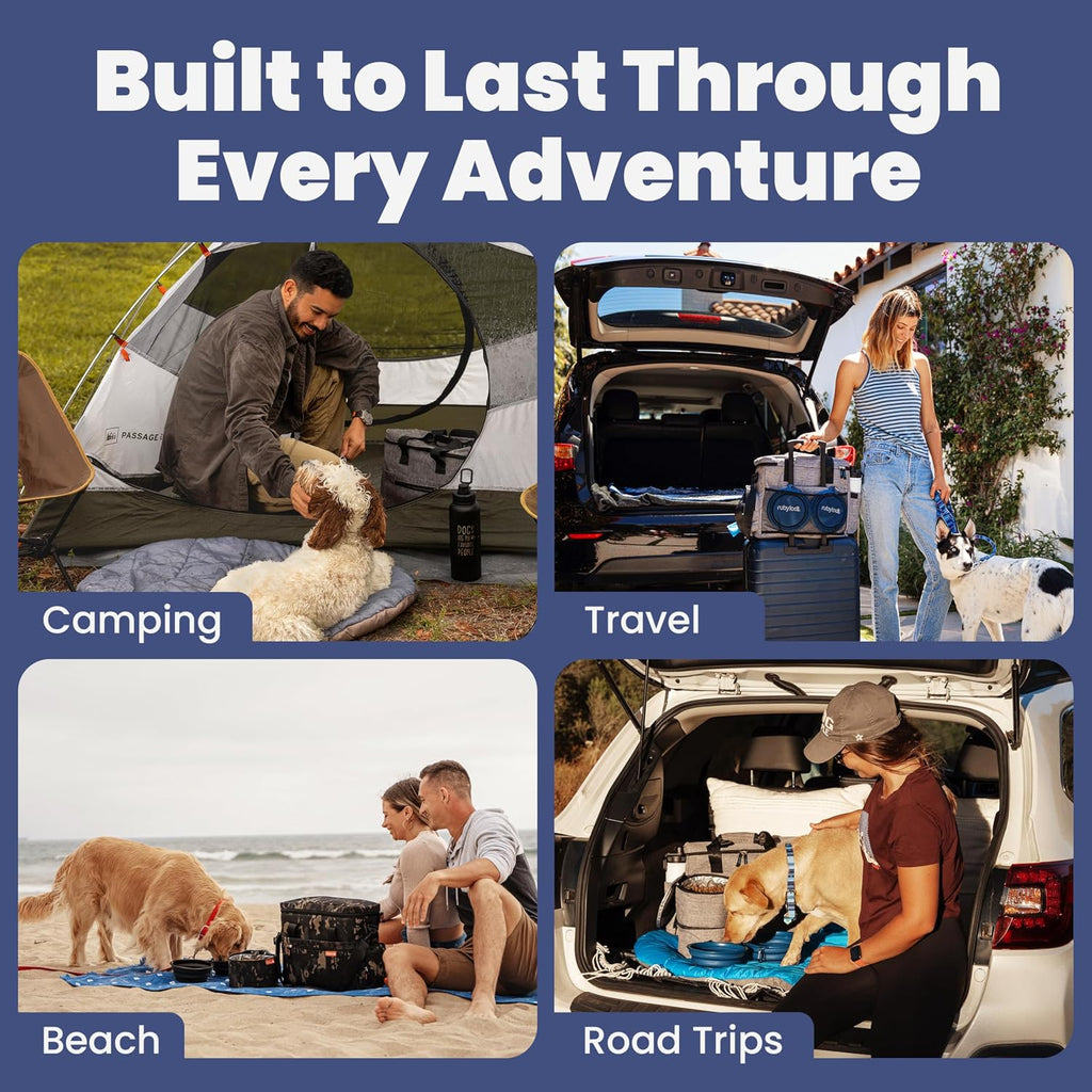 Original Doggy Bag™ Dog Travel Bag for Supplies with Travel Bowls | 2 BPA-Free Collapsible Bowls, 2 Pet Food Containers, TSA-Ready, Road Trips, Camping, Weekend Getaways, Doggy Gift, Grey 