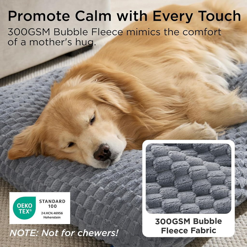 Bedsure XXL Washable Dog Bed for Crate, Soft Bubble Fleece, Extra Large 47"