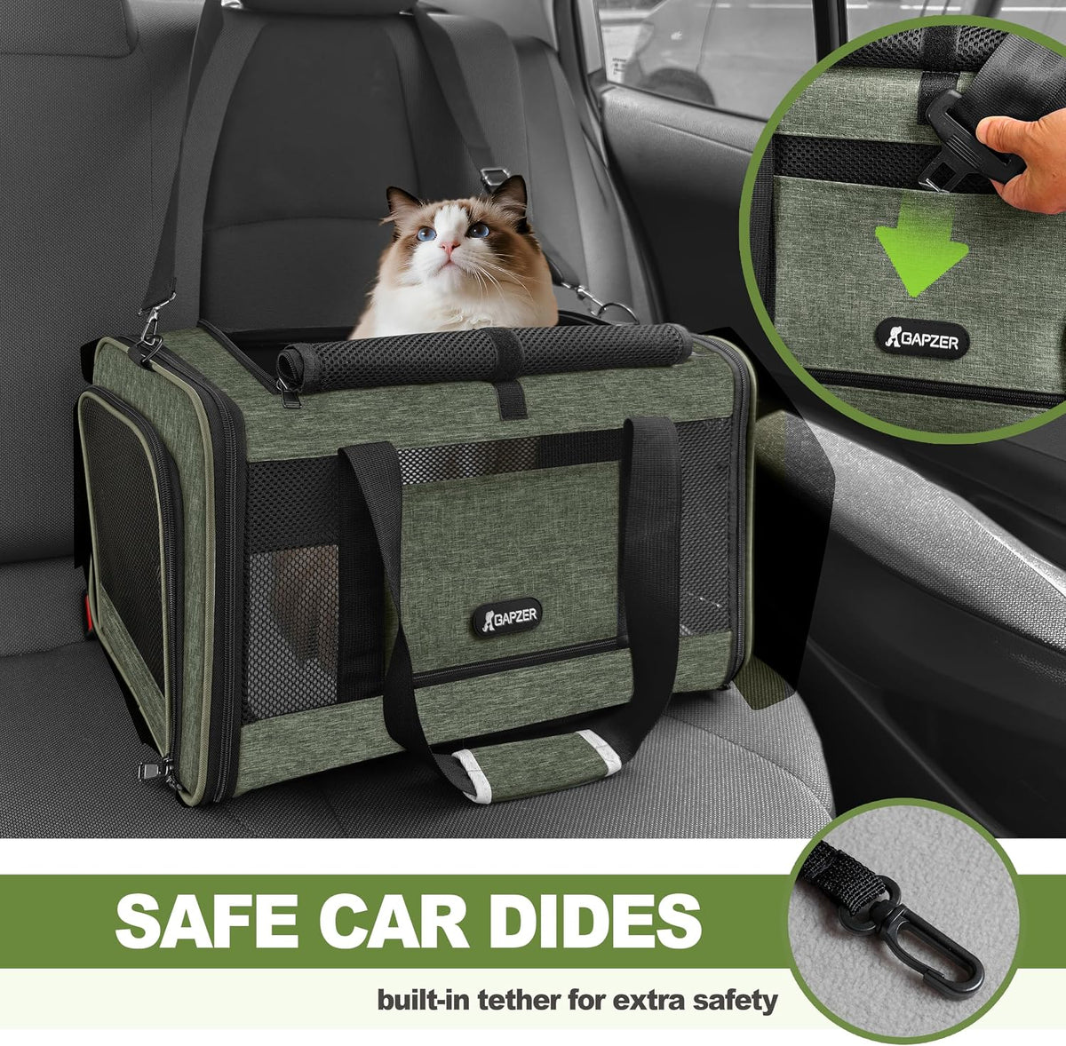 GAPZER Medium Cat Carrier Bag Lightweight, Soft-Sided Small Pet Carry Crate
