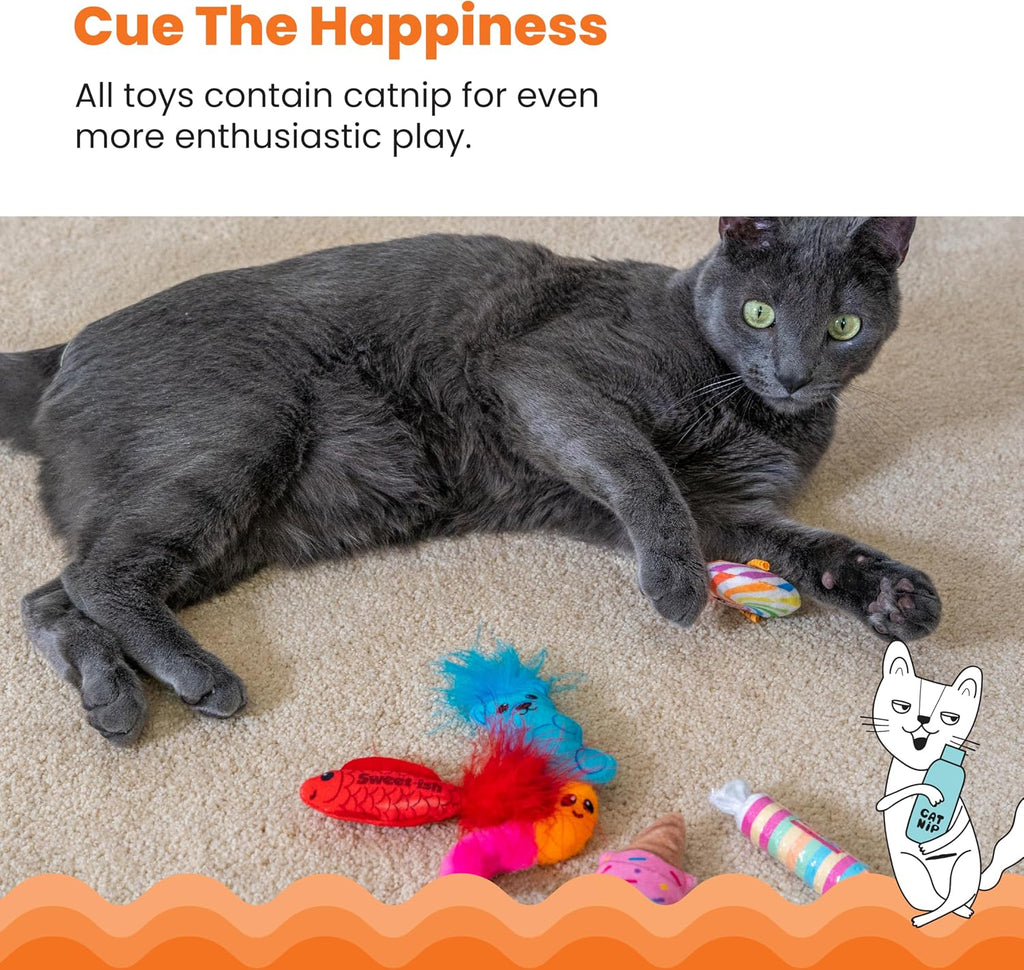 Catstages Kitty Sweet Treats Plush Catnip Cat Toys, 7.8", 6-Pack