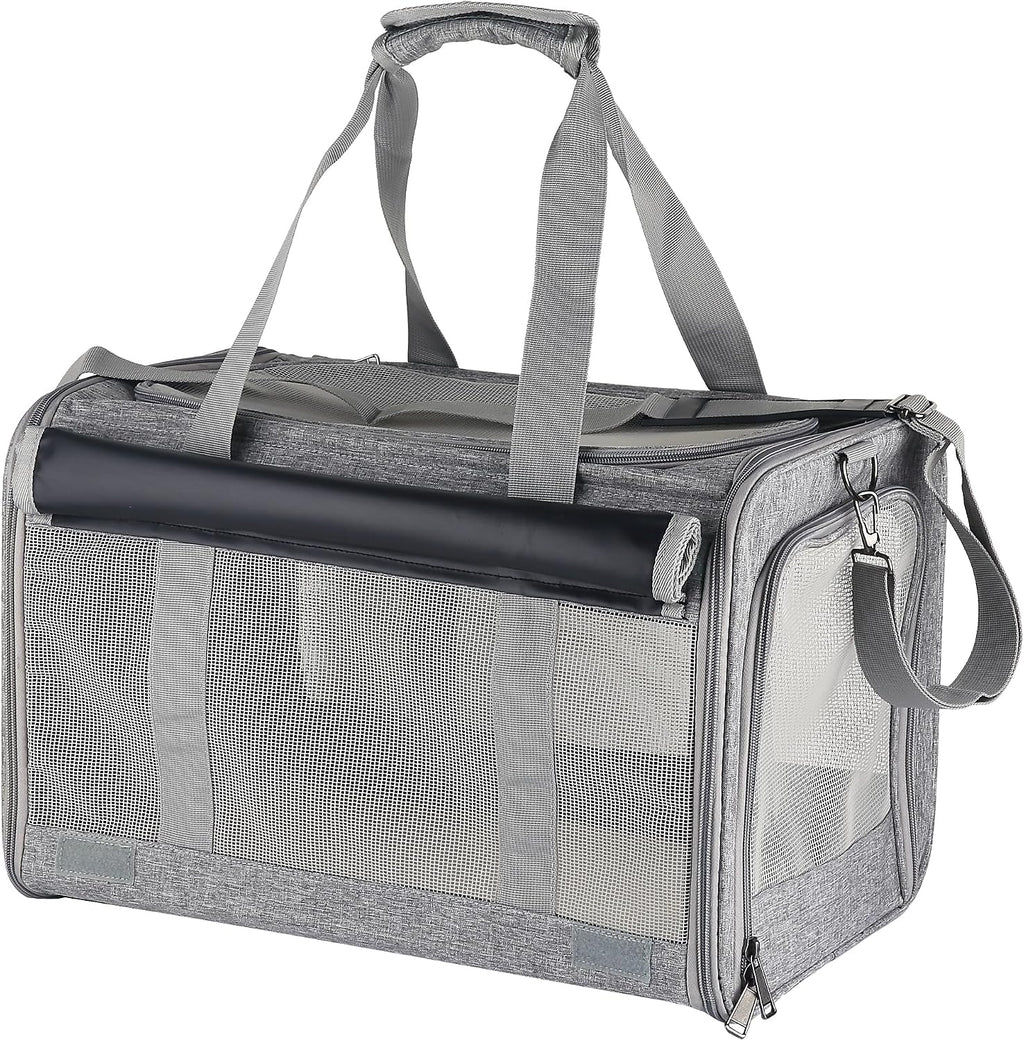 Large cat Carrier Pet Carrier Dog Carrier for Cats Dogs Soft Sided Cat Travel Carrier Airline Approved Rabbit Carrier Reptile Carrier Small Animal Carriers Kitten Carrier(Large Grey)