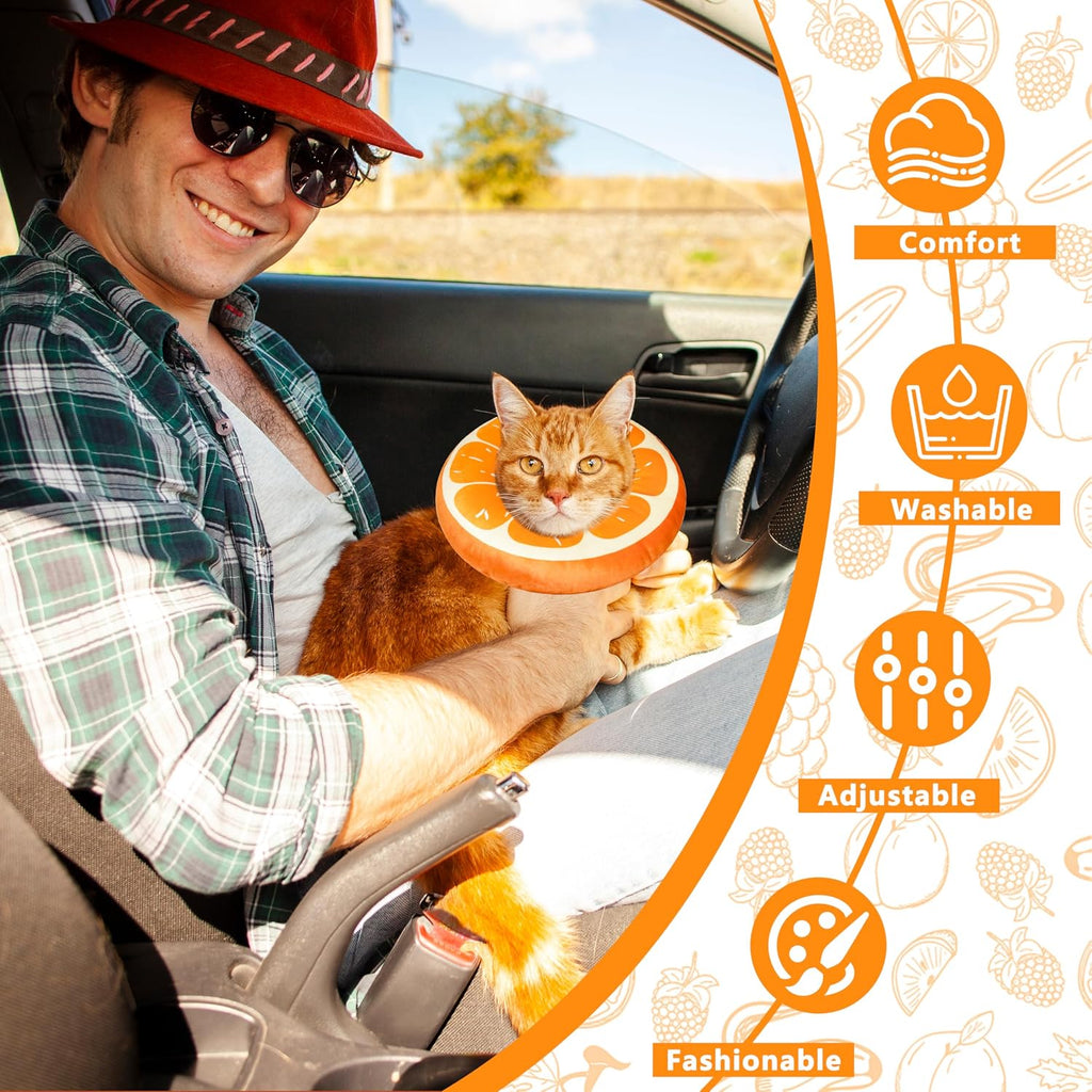 Cat Cone Collar Soft, Adjustable Cat Recovery Cone (Orange, L)