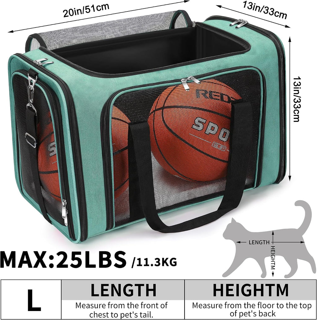 Soft-Sided Cat/Dog/Pet Carrier, Collapsible Pets Travel Carriers