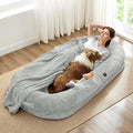 ChiXnuggle Orthopedic Human Dog Bed,with Faux Fur Washable Cover,Blanket