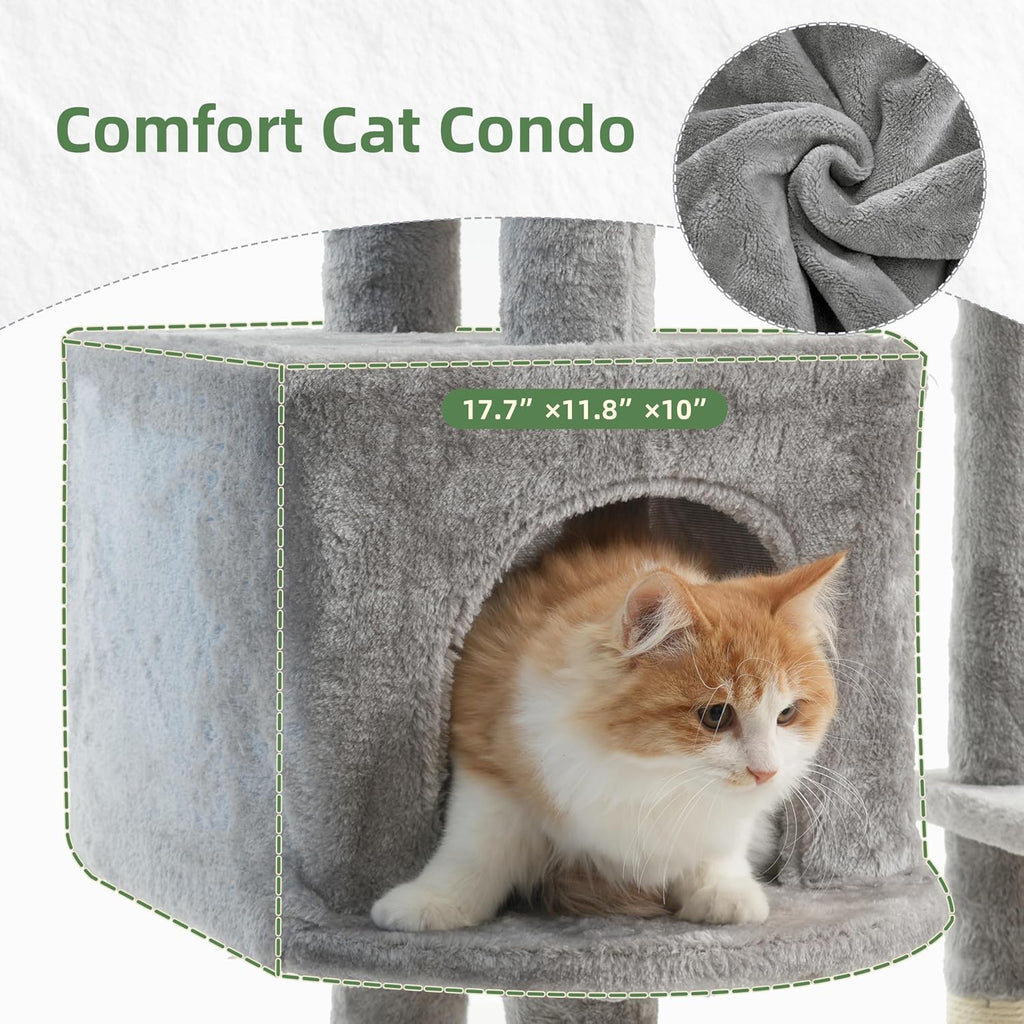 Gitelsnour 55.1'' Cat Tree Tower for Indoor Cats, Large Platform, GCT013W