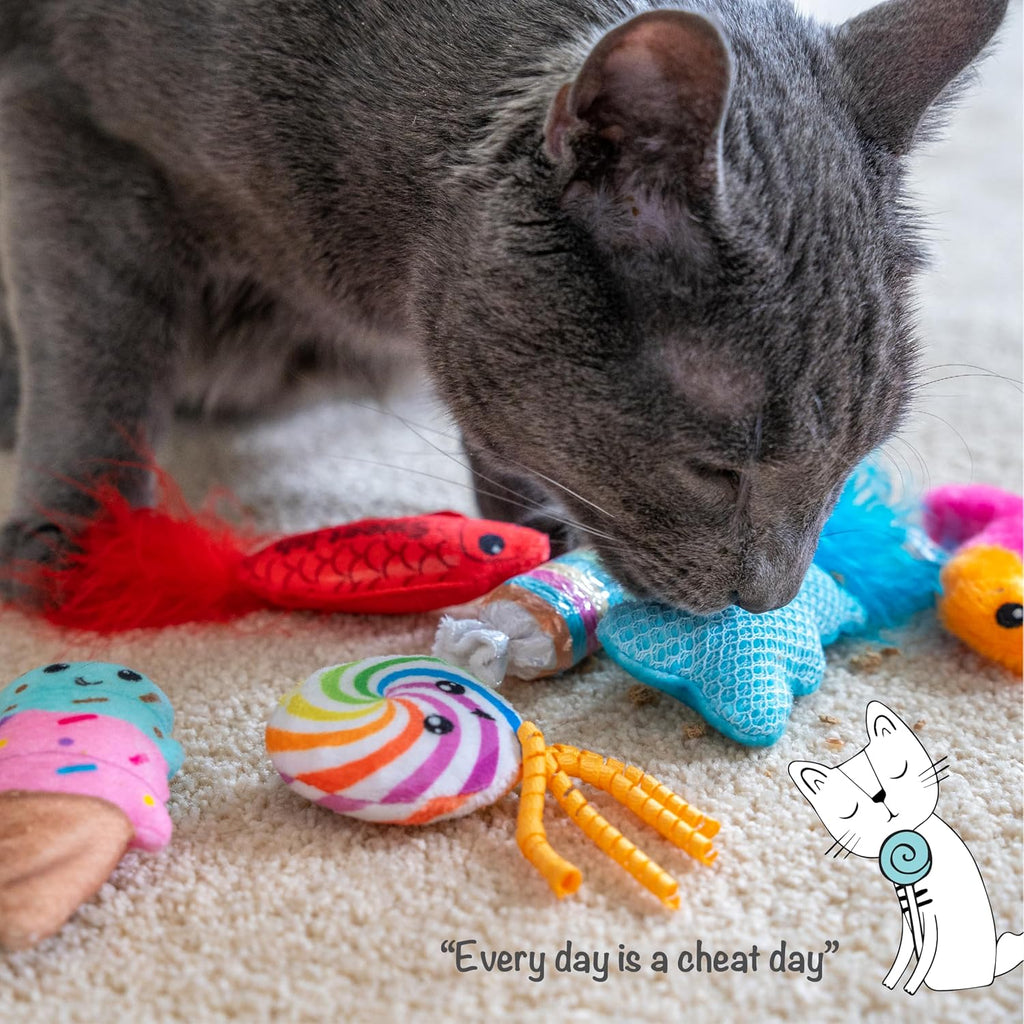 Catstages Kitty Sweet Treats Plush Catnip Cat Toys, 7.8", 6-Pack