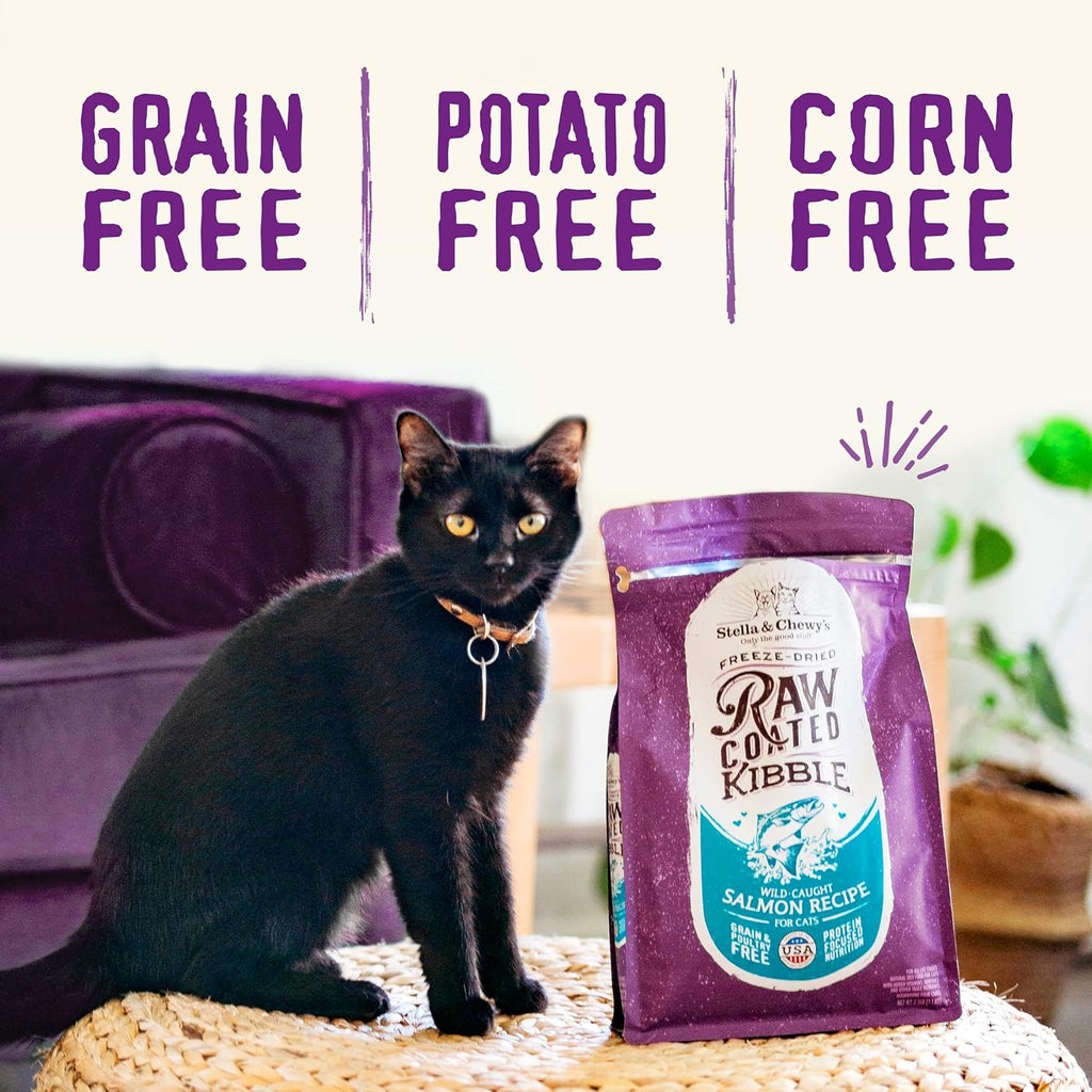 Stella & Chewy's Raw Coated Cat Food - High Protein, Grain-Free Kibble with Cage-Free Chicken - Premium Digestive Support with Probiotics - Natural Small Kibble - Perfect for Picky Eaters - 5 lb Bag