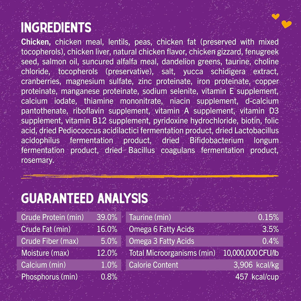 Stella & Chewy's Raw Coated Cat Food - High Protein, Grain-Free Kibble with Cage-Free Chicken - Premium Digestive Support with Probiotics - Natural Small Kibble - Perfect for Picky Eaters - 5 lb Bag