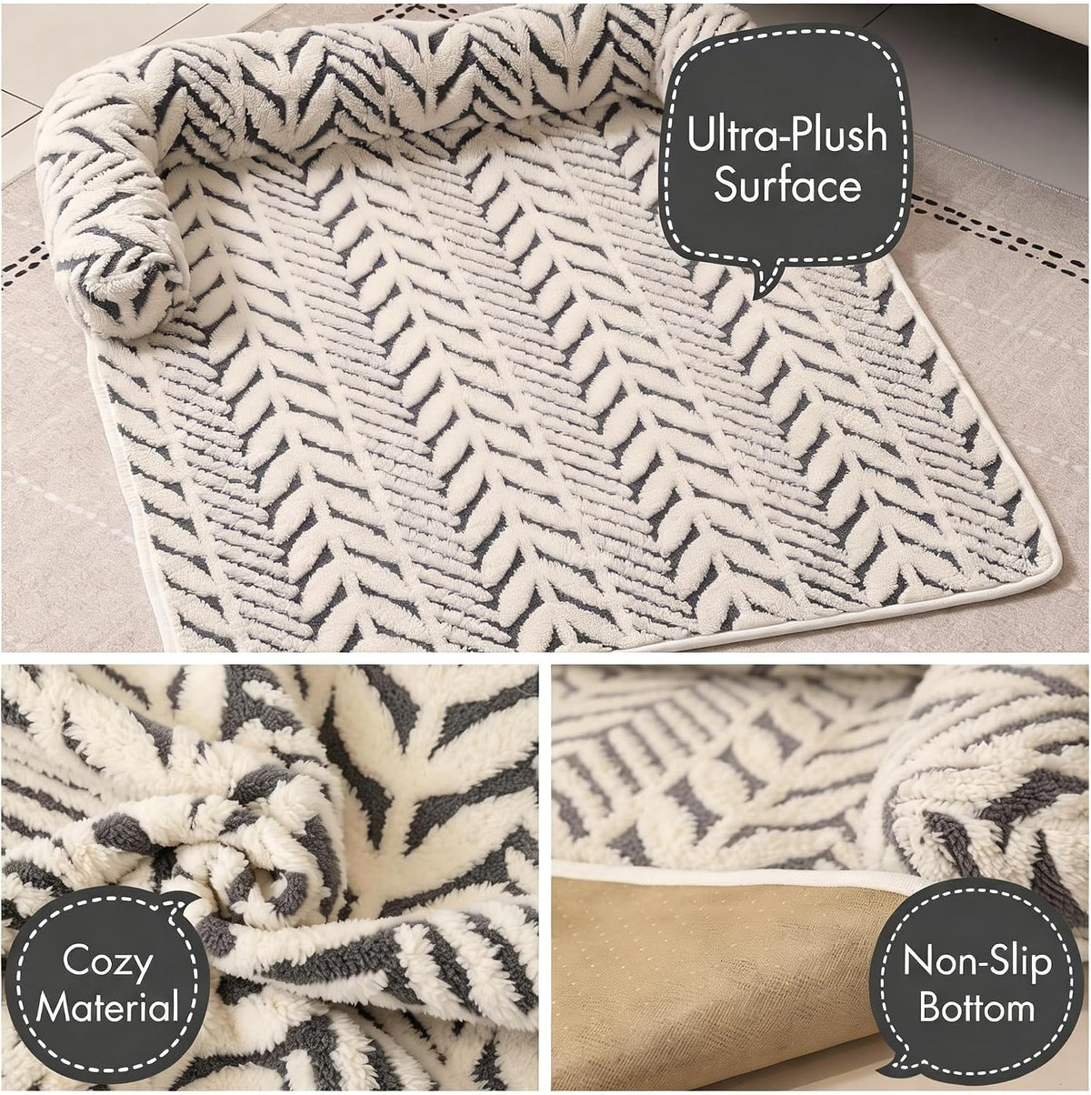 Calming Dog Couch Bed Mats with Neck and Head Support, Light Grey, XXL