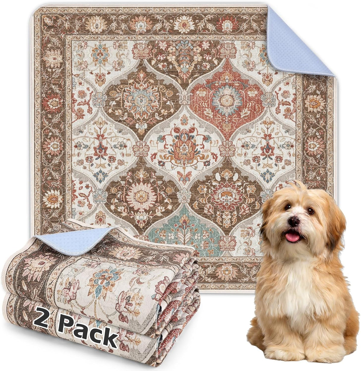 INVENHO 2PACK Washable Pee Pads for Dogs, Reusable Dog Pads Upgrade Non-Slip Dog Pee Pads Heavy Absorbency Puppy Pee Pads Quick Dry Whelping Pads/Waterproof Puppy Training Pad