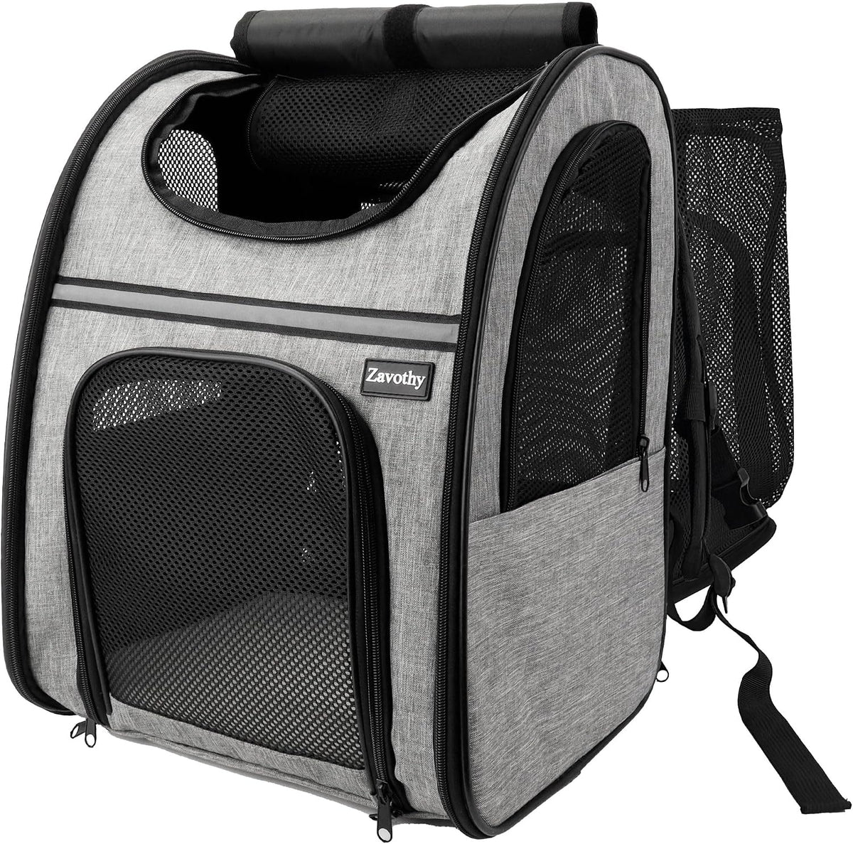 Zavothy Cat Backpack Carrier – Expandable Airline Approved Pet Travel Bag for Cats & Small Dogs, Breathable Mesh Pet Carrier Backpack with Padded Base (Grey)