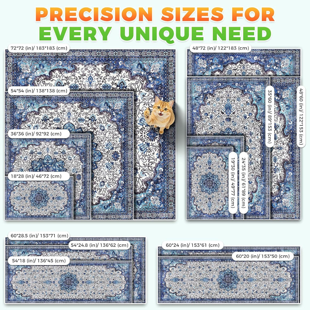 Hompet Cat Litter Mat 2 Pack, 48x72 Large Machine Washable Trapping Mats for Cats, Super Absorbent & Urine-Proof Cat Litter Box Mat for Floor, Waterproof & Non Slip Kitty Litter Rug