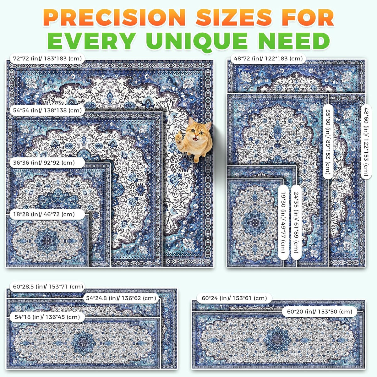 Hompet Cat Litter Mat 2 Pack, 48x72 Large Machine Washable Trapping Mats for Cats, Super Absorbent & Urine-Proof Cat Litter Box Mat for Floor, Waterproof & Non Slip Kitty Litter Rug