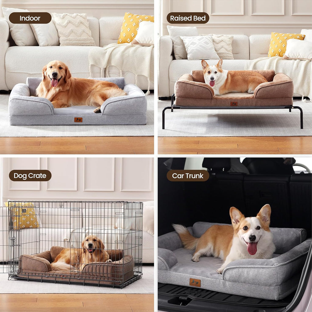 XL Orthopedic Dog Bed for Large Dogs, Removable Washable, Brown