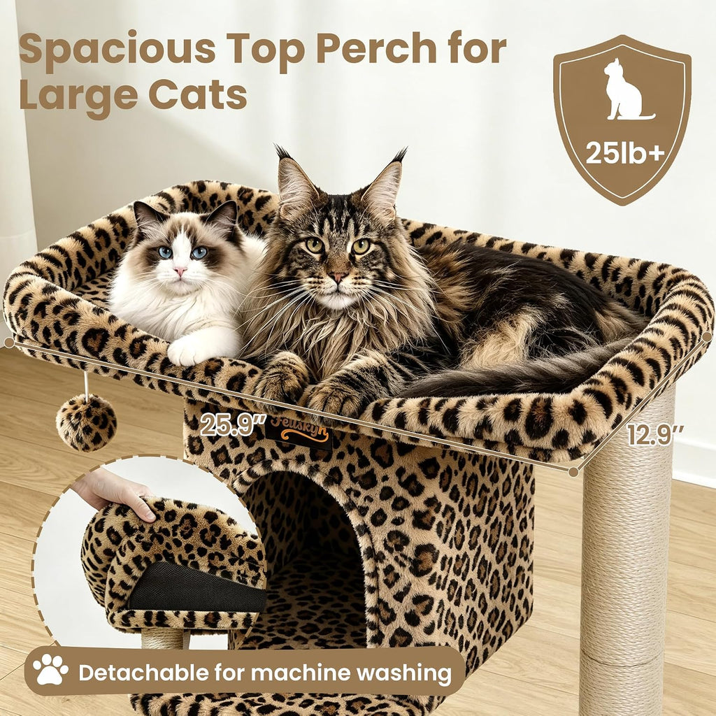 Cat Tree Tower Scratching Post for Indoor Large Adult Cats with Perch Bed