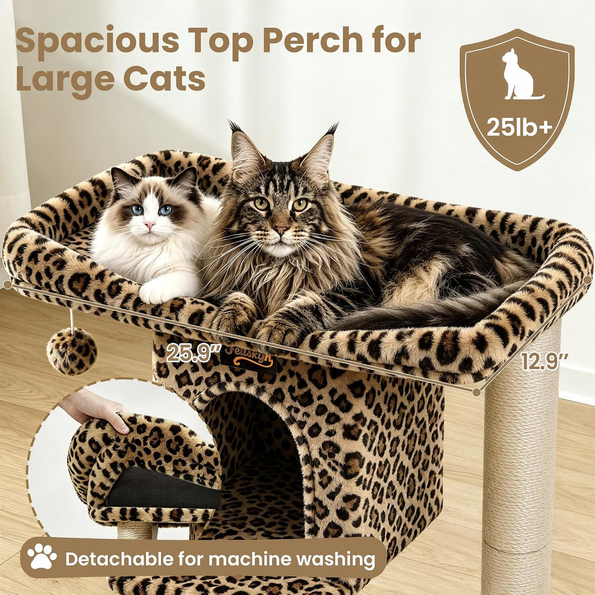 Cat Tree Tower Scratching Post for Indoor Large Adult Cats with Perch Bed
