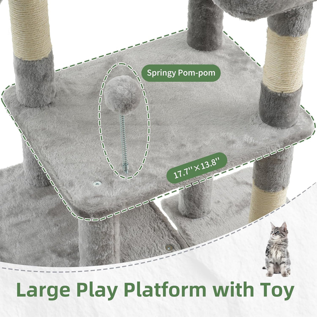 Gitelsnour 55.1'' Cat Tree Tower for Indoor Cats, Large Platform, GCT013W