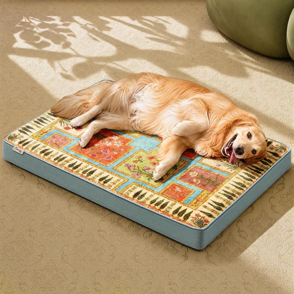 Exsnugy Orthopedic Washable Dog Bed Boho Crate Pet Pad for Large Dog 41in