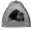 Winsterch Gray Cat Tent Covered Pet House for Indoor Cats, Washable Cushion