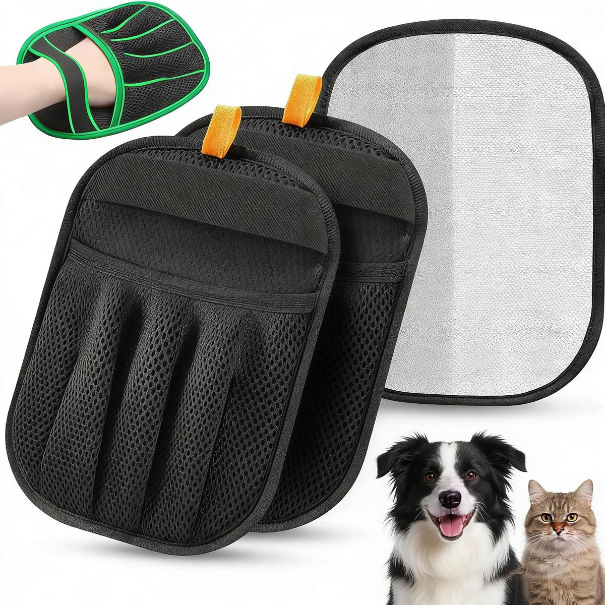 2pcs Five-Finger Electrostatic Pet Hair Removal Gloves for Cats & Dogs