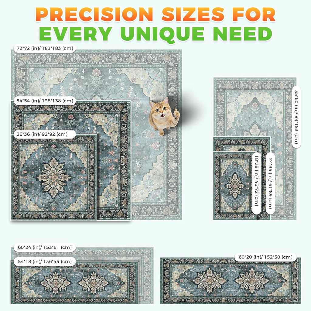 Hompet Cat Litter Mat 2 Pack, 54x54 Large Machine Washable Trapping Mats for Cats, Super Absorbent & Urine-Proof Cat Litter Box Mat for Floor, Waterproof & Non Slip Kitty Litter Rug