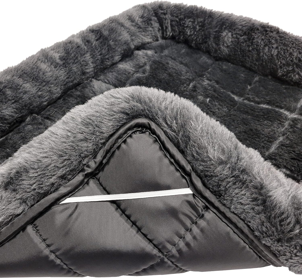 QuietTime by MidWest 54" Dog Crate Bolster Bed, Gray, XL Breeds | Faux Fur Crate Mat, Measures 50.99 x 37.01 x 4.73 Inches, Machine Washable Pet Bed, Fits Most 54-Inch Dog Crates