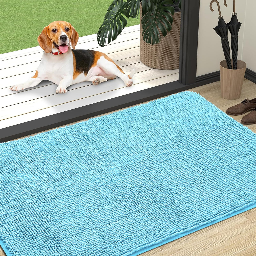 OLANLY Dog Door Mat for Muddy Paws 47x32, Super Absorbent Chenille Mud Mat