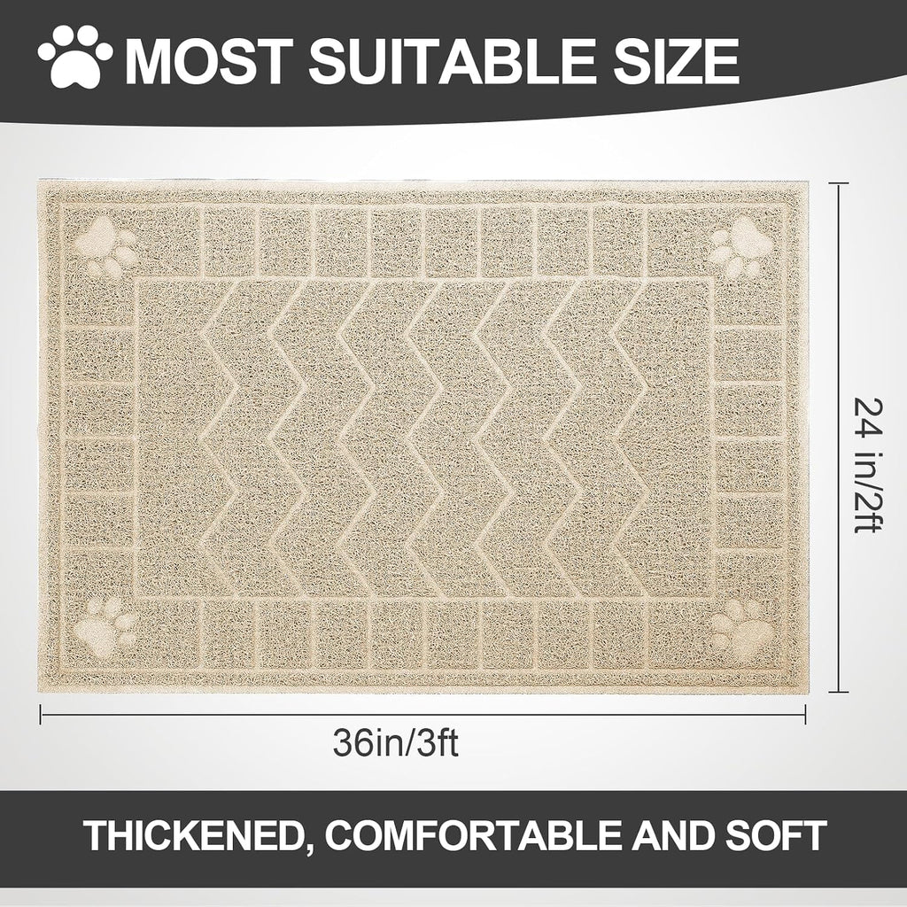 Cat Litter Box Mat, 35" x 24" Large Waterproof Litter Trapping Mat | Thick Mesh Traps Litter, Non-Slip Kitty Litter Mat for Indoor Cat, Soft Paws, BPA-Free, Multi-Use, Easy Clean, Large Coverage