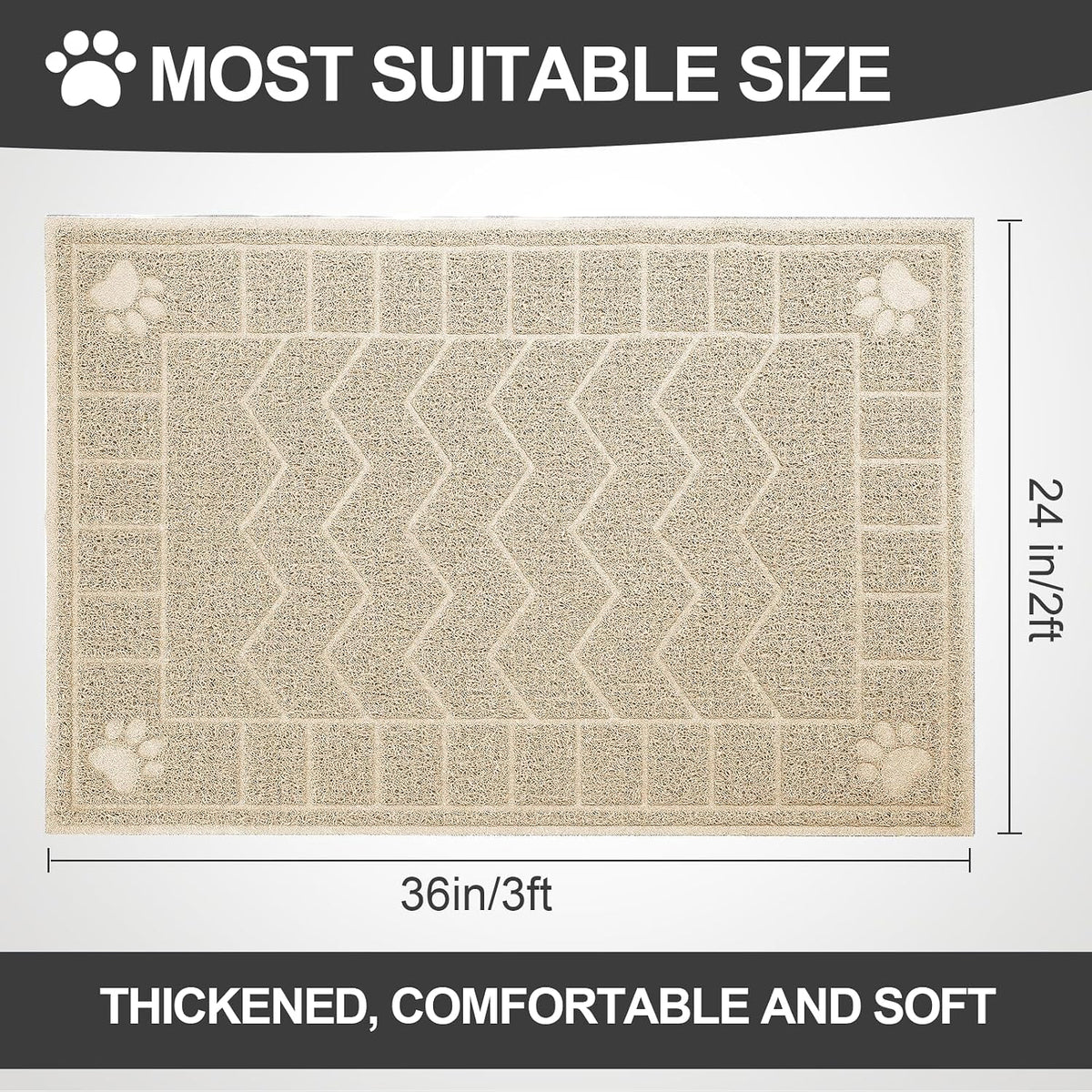 Cat Litter Box Mat, 35" x 24" Large Waterproof Litter Trapping Mat | Thick Mesh Traps Litter, Non-Slip Kitty Litter Mat for Indoor Cat, Soft Paws, BPA-Free, Multi-Use, Easy Clean, Large Coverage