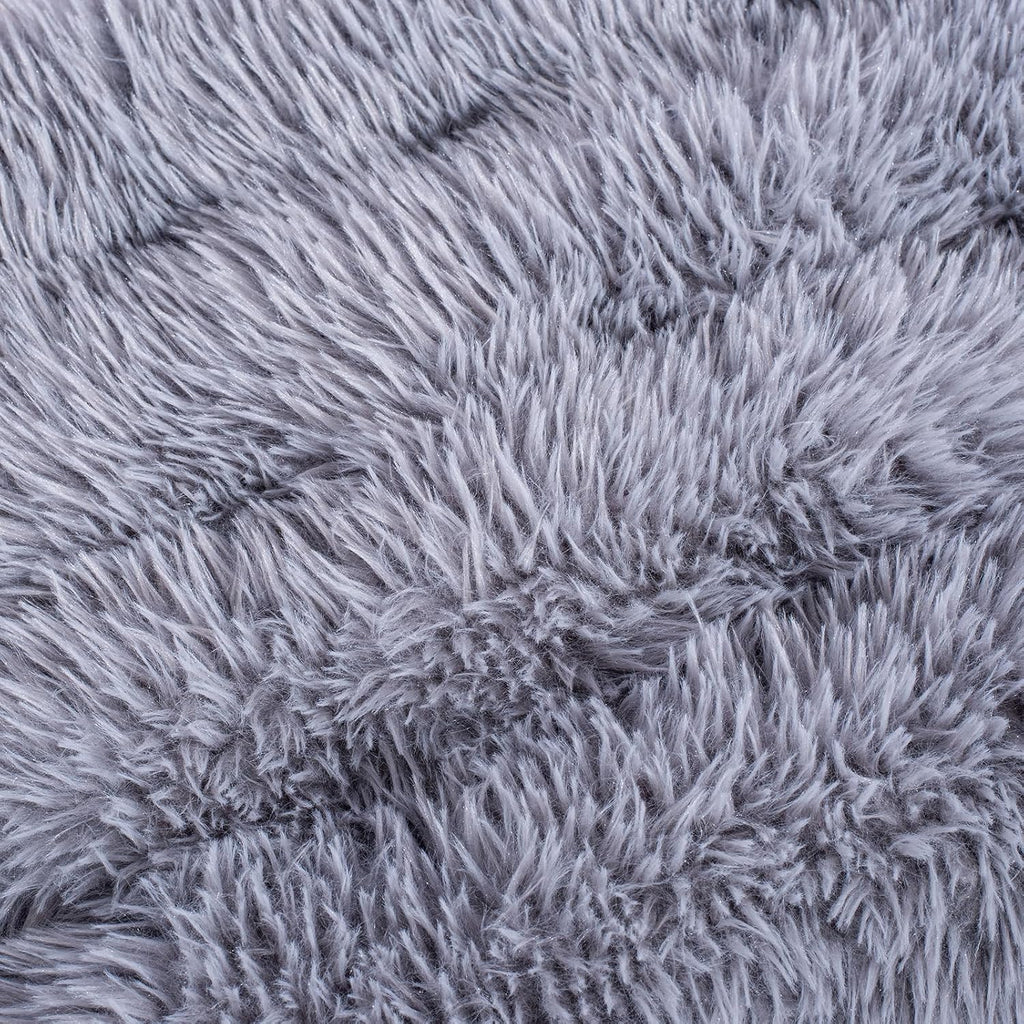 Machine Washable Dog Bed, Deluxe Plush Dog Crate Pad and Cat Bed, Anti-Slip Bottom Kennel Pad Mat, Fuzzy Pet Beds for Large, Medium, Small Dogs Breeds (Grey, 36.0" L x 24.0" W x 3.0" Th x 1 Pack)